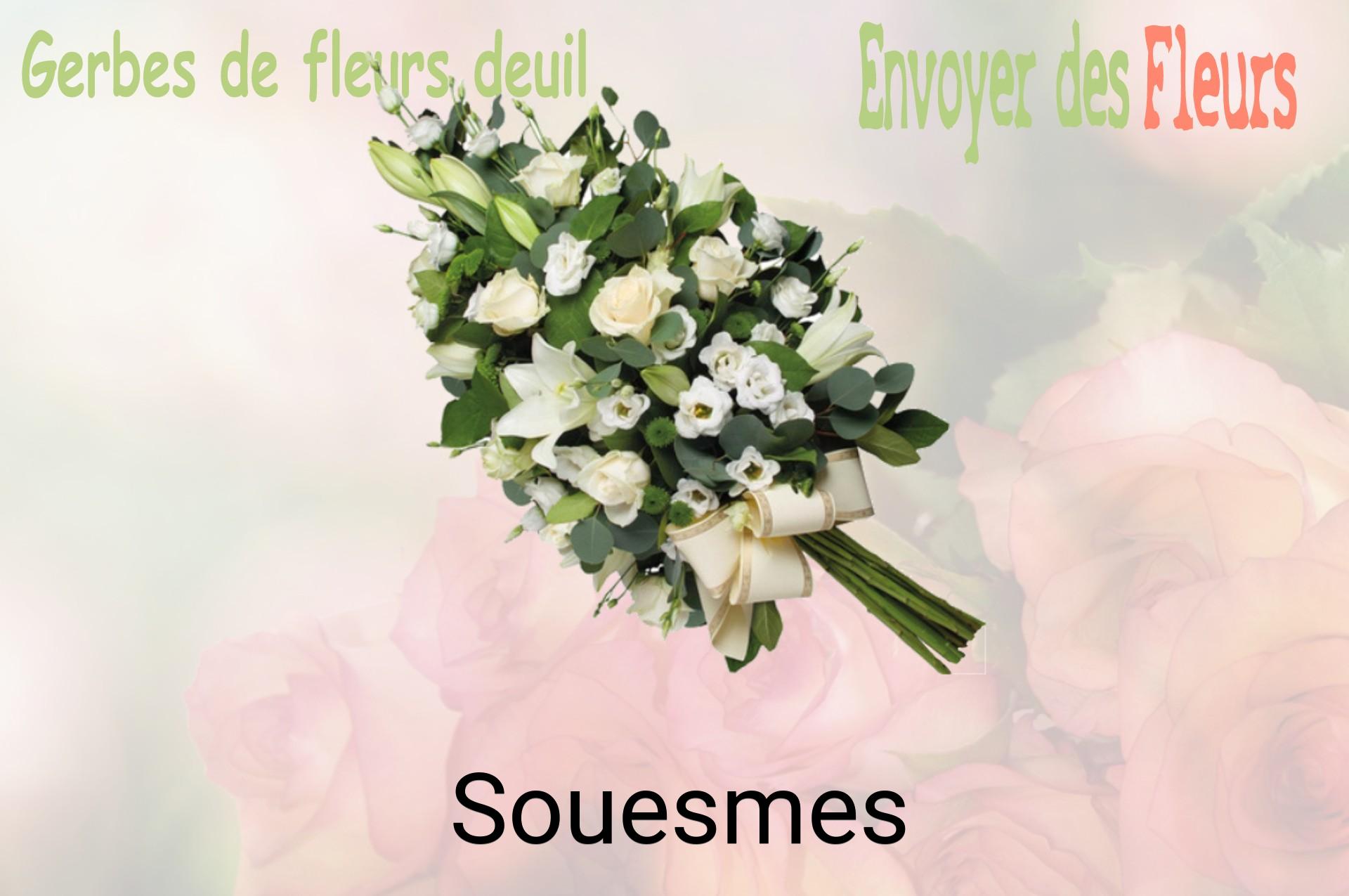 Gerbe de fleurs de deuil livrée à Souesmes